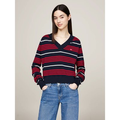 Jeans a righe bianche e blu clearance