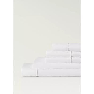 Drap plat coton percale 500 fils détail arrondi lit 135/140 cm MANGO HOME