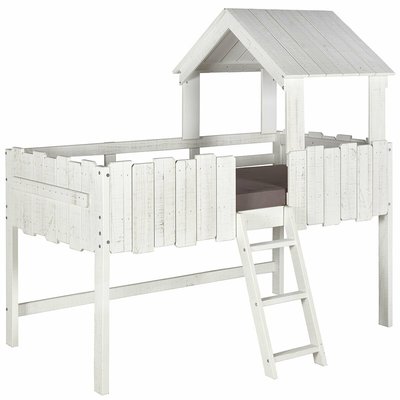 Pack lit cabane mi-hauteur avec matelas Bois massif  DONNIE AKITEN RETAIL