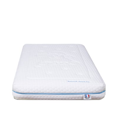 Matelas bébé Sweet Dreams Bleu - Mousse déhoussable - Fabriqué en France - 14 cm d'épaisseur - Accueil moelleux MINEA