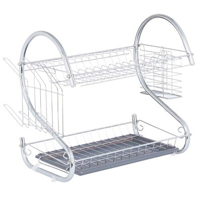 Égouttoir à vaisselle 2 étages plateau gris 45.5x24.5x37.5cm WADIGA