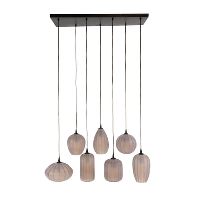 Suspension salle à manger verre brun dépoli 7 lampes NOVA PIER IMPORT