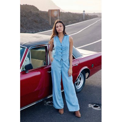 Pantalon large en Lyocell stone, PERLINE LA PETITE ETOILE