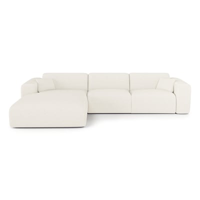 Canapé angle gauche convertible 5 places en tissu bouclette MYRA SIA HOME