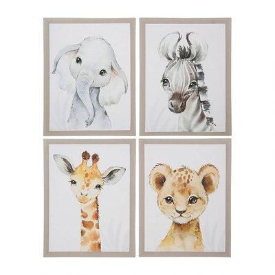 Lot de 4 tableaux toile Mini animals 30x40 DECORATIE