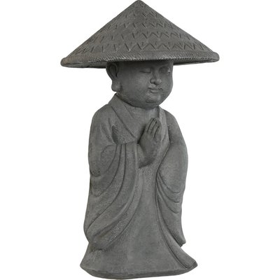 Statue moine zen en ciment, décoration paisible RECOLLECTION