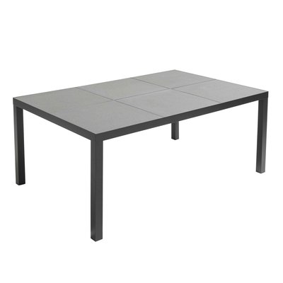Table de jardin 10 places en aluminium et céramique effet béton ciré, TIVOLI OVIALA