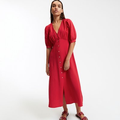 Robe longue, col V, manches coudes LA REDOUTE COLLECTIONS