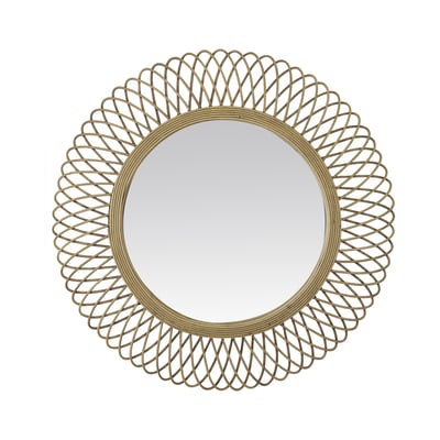 Miroir rond en rotin naturel 82x82cm EMDE