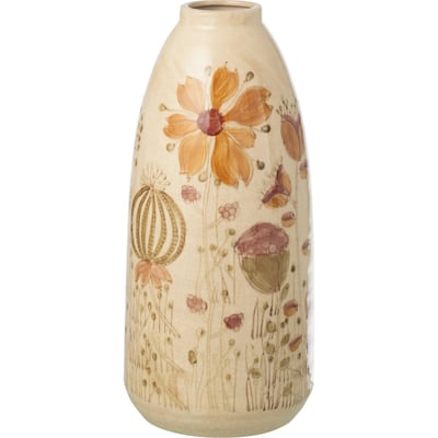 Vase vintage en grès à décor floral RECOLLECTION
