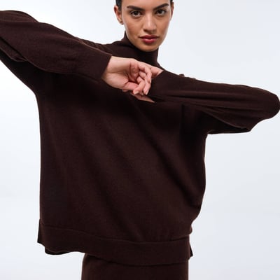 Pull col montant uni en 100% cachemire MONOPRIX