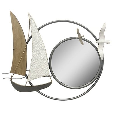 Décoration murale en métal avec voiliers en métal blanc et bois PIER IMPORT