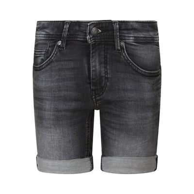 Short en coton indigo délavé avec une coupe droite et des revers TEDDY SMITH