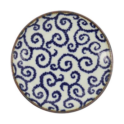 Assiette Plate Ronde Ø16 Cm Dix Karakusa En Porcelaine Blanche Et Bleue TOKYO DESIGN STUDIO