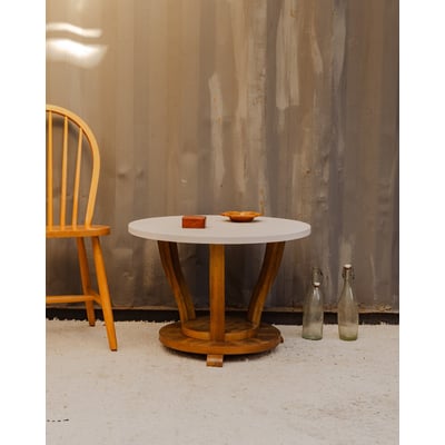 Table d'appoint en bois blanc Francine N°1495 - Bon état DEBONGOUT