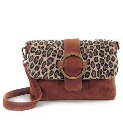 Sac à main en cuir nubuck imprimé léopard VERONE SUEDE LEO OH MY BAG