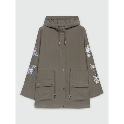 Parka légère en viscose avec broderie florale sur les manches et dans le dos FIORELLA RUBINO