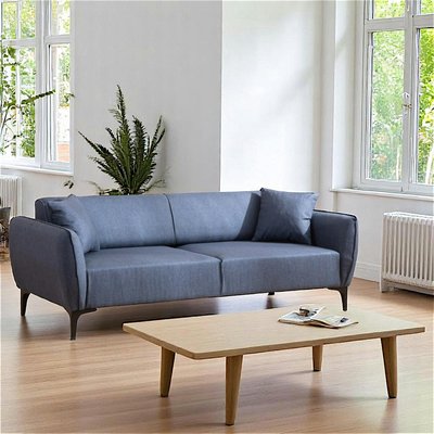 Canapé 3 places bleu - couture déco VILNIUS PIER IMPORT