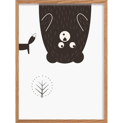 Tableau bois, cadre ours, Scandi Forest RECOLLECTION