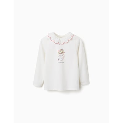 T-shirt en coton à manches longues avec imprimé artistique floral ZIPPY