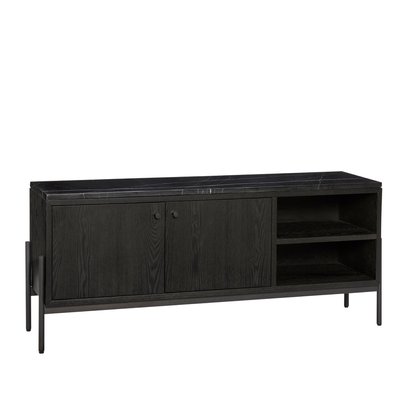 Buffet en bois d'eucalyptus, fer et marbre NOBU HUBSCH