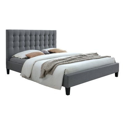 Lit 2 places 160x200 en tissu gris clair capitonné DANAE MILIBOO