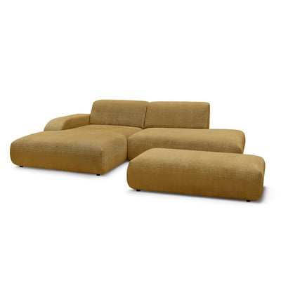Canapé d'angle fixe 4 places en tissu texturé, SIRIUS BOBOCHIC