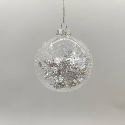 Boule de Noël en verre argentée effet picots intérieur D. 80 mm FEERIC LIGHTS & CHRISTMAS