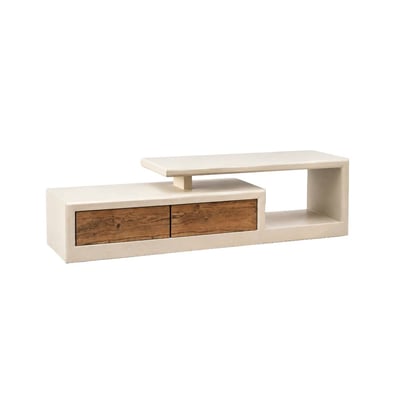 Meuble TV 2 tiroirs en bois effet béton DALVA MADE IN MEUBLES 
