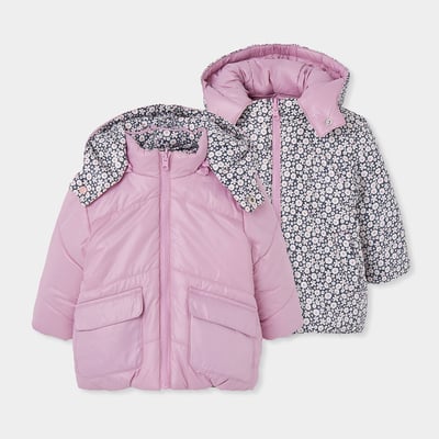 Parka fille tissu technique réversible fleurs BOBOLI