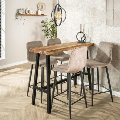 Table de bar mange-debout contemporain bois massif d'acacia et métal 125cm MELBOURNE PIER IMPORT