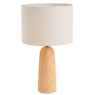 Lampe à poser en céramique effet bois et abat jour beige 28x28x49cm WADIGA