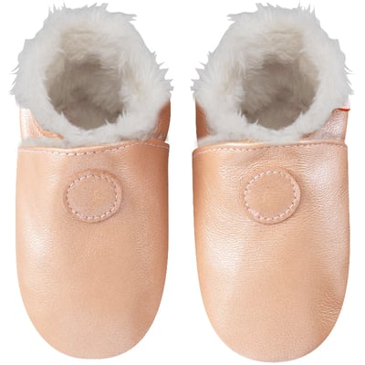 Chaussons cuir souple uni fourrés TICHOUPS