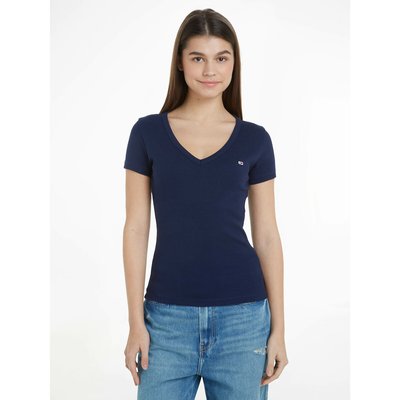 T-shirt col V, logoté TOMMY JEANS