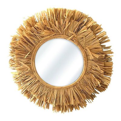 Miroir rond raphia D48 DECORATIE