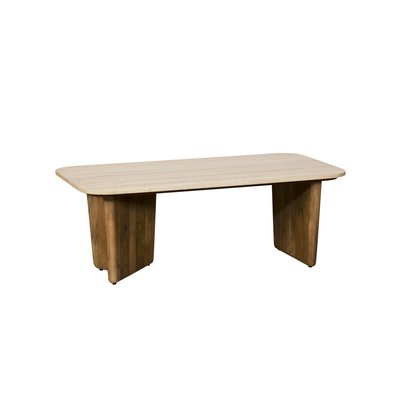 Table basse en bois de manguier et travertin MOON PIER IMPORT