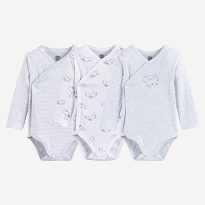 Lot de 3 bodies naissance croisés, à manches longues, thème koala LA REDOUTE COLLECTIONS