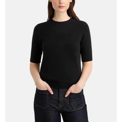 Pull droit difi manches courtes en cachemire GALERIES LAFAYETTE