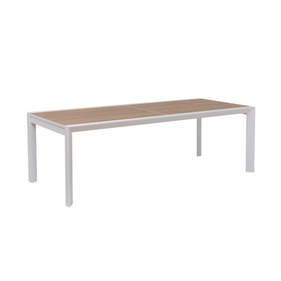 Grande table de jardin en aluminium blanc et effet bois  AYDEN MADE IN MEUBLES 