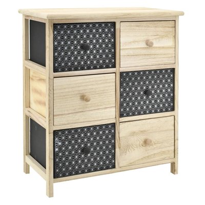 Commode en bois teinté noir et naturel 6 tiroirs AUBRY GASPARD