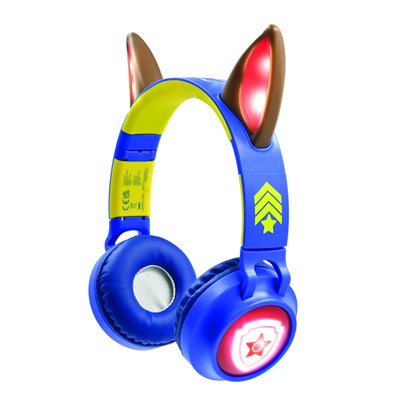Casque lumineux pliable Bluetooth® et filaire avec un design 3D des oreilles de Chase de La Pat' Patroulle LEXIBOOK