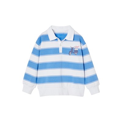Sweat rayé col polo VERTBAUDET