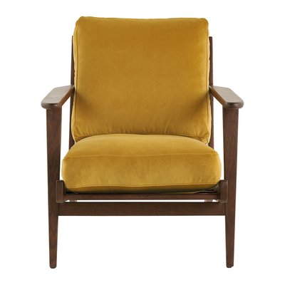 Fauteuil déhoussable velours finition noyer BLANC D’IVOIRE