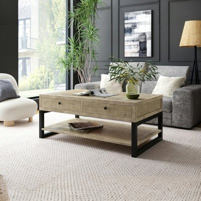 Table basse campagne industrielle bois et métal AUCKLAND PIER IMPORT