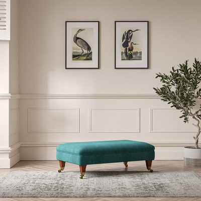 Emeline Soft Brushed Footstool with Antique Castor Legs ÉDITÉ