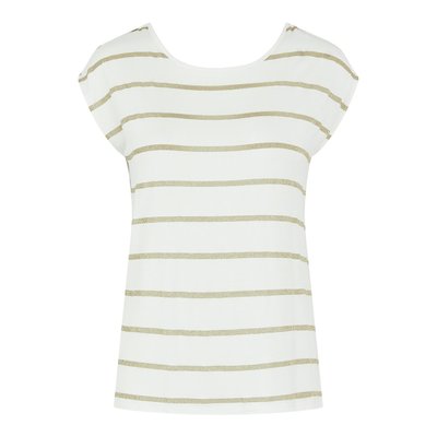 Sparkly Striped T-Shirt with Plunging Back PIECES