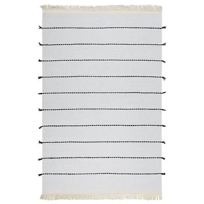 Tapis fait main laine et coton à franges ,  LINA ESPRIT