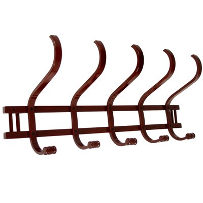 Portemanteau mural en bois 5 accroches 72x21x30cm WADIGA