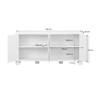 Buffet décor bois 4 portes 155cm PONDI SWEEEK