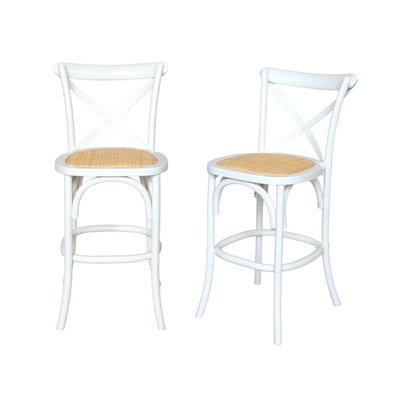 Tabouret de bar bistrot vintage bois (lot de 2) BELLEVILLE SWEEEK